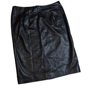 Black Pencil Skirt Faux Leather Pleather Basic Knee-length Size 6 Rockstar Edgy